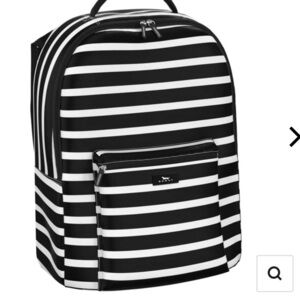 Scout Black and white backpack made with poly canvas

Wipe clean with damp towel